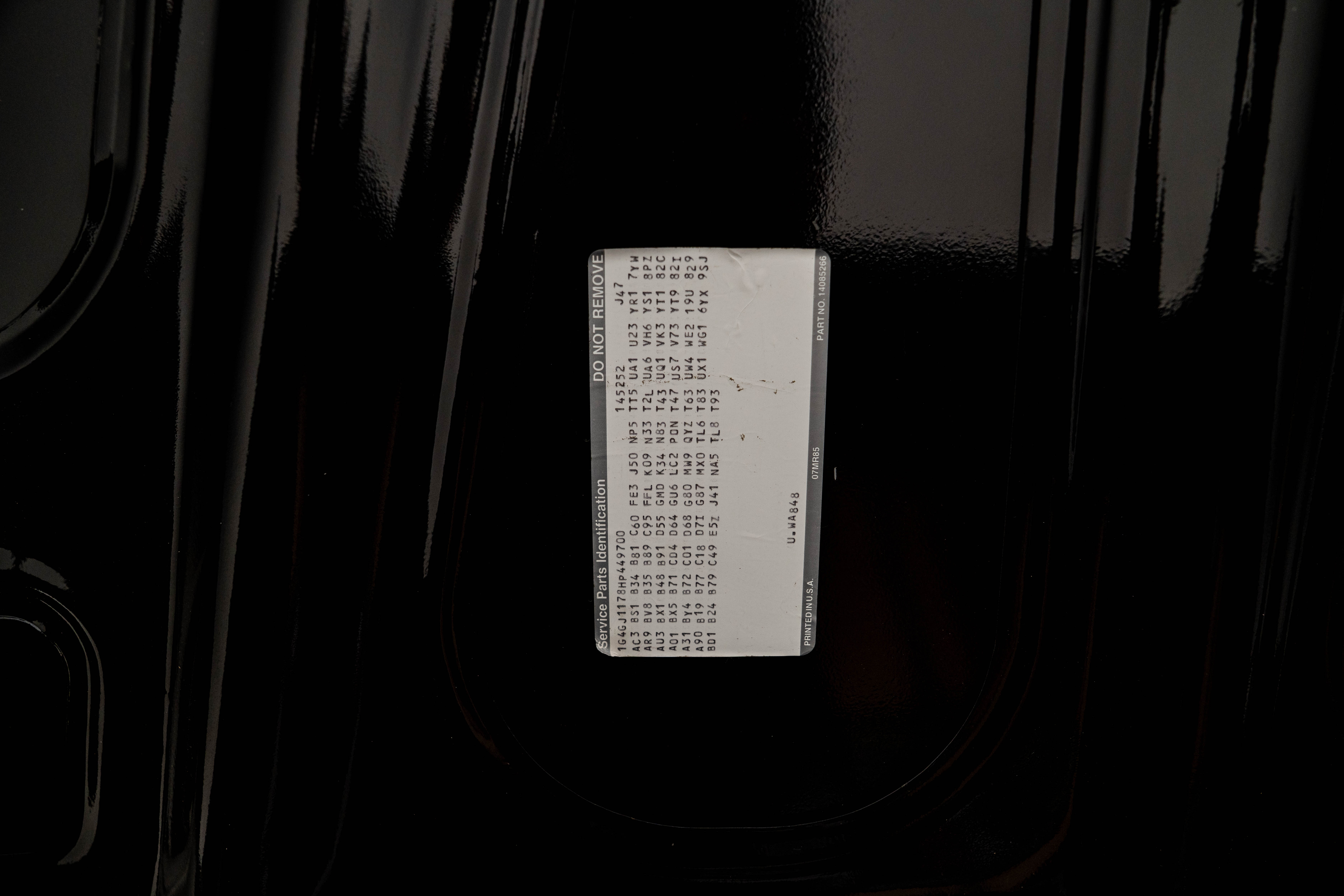 1987 Buick GNX — Tags and Stamping