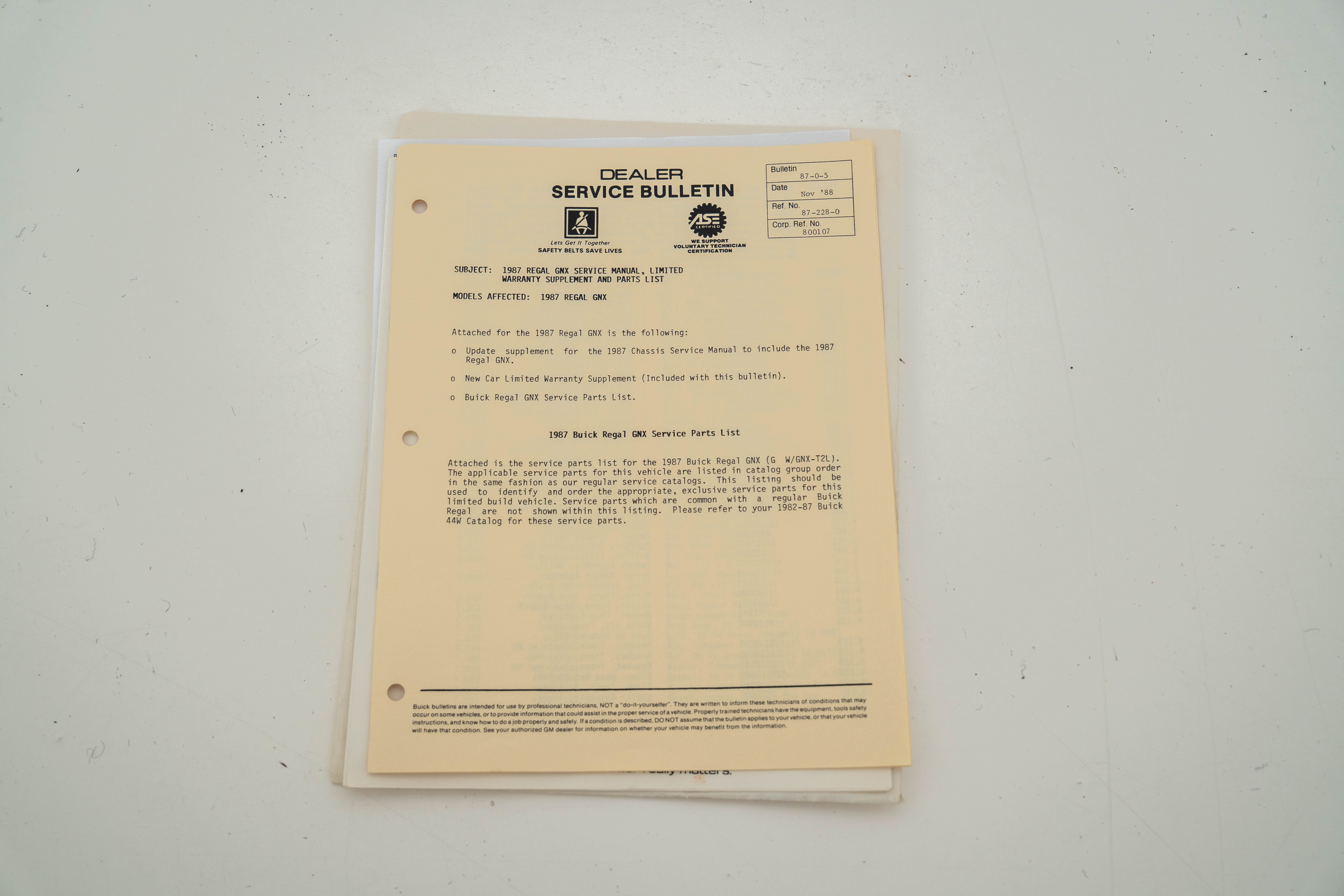 1987 Buick GNX — Extras